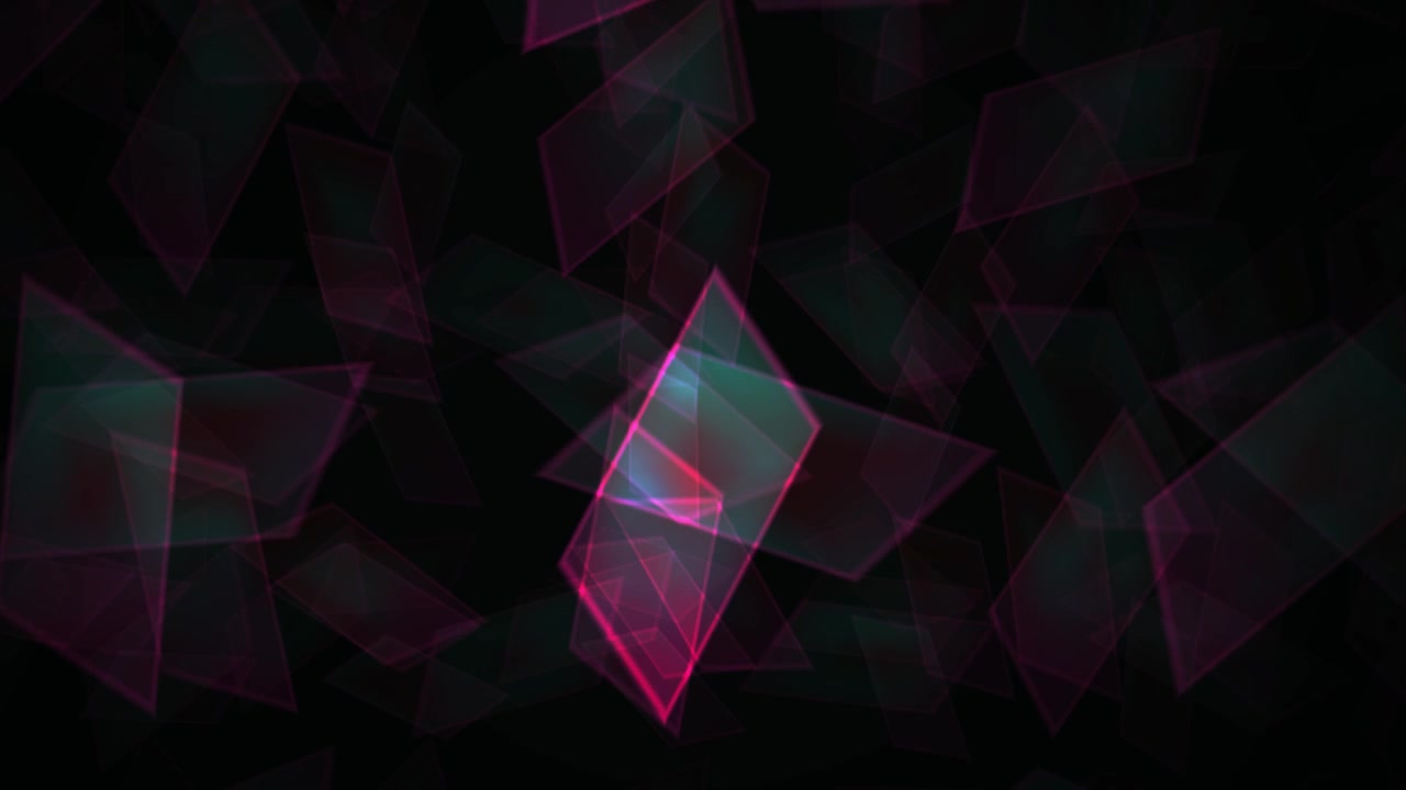 Abstract Glowing Pink Geometric Shapes Floating on Dark Background