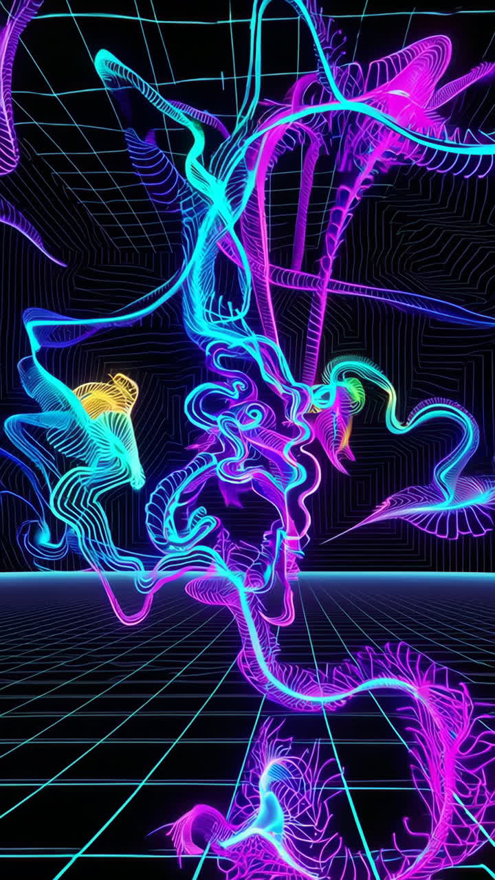 Neon Abstract Grid Art