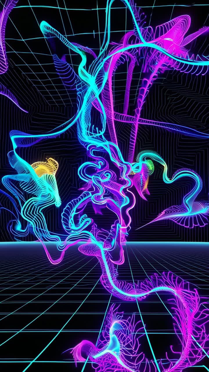 Neon Abstract Grid Art