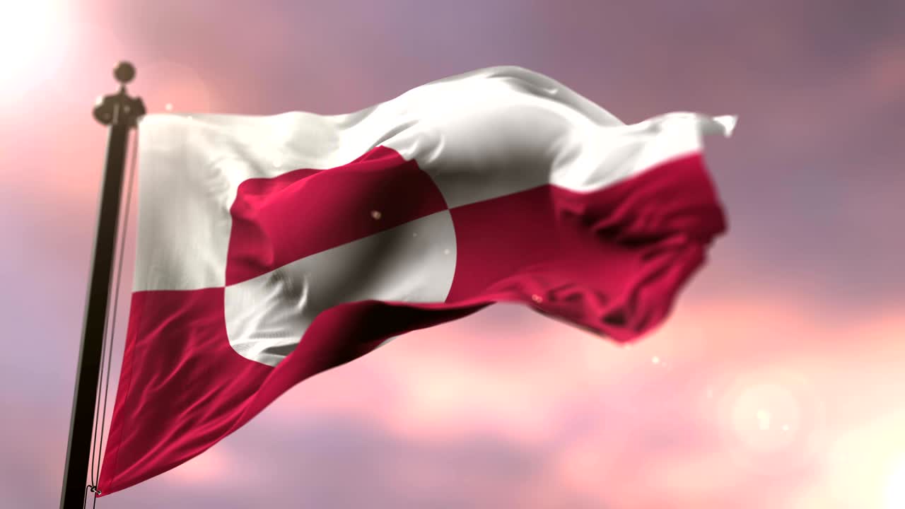 그린란드 발이 서서히 회전하면서 해가 지는 동안 바람에 흔들리고 있습니다.