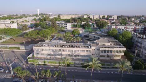 aerial drone shot of brit kehuna school netivot