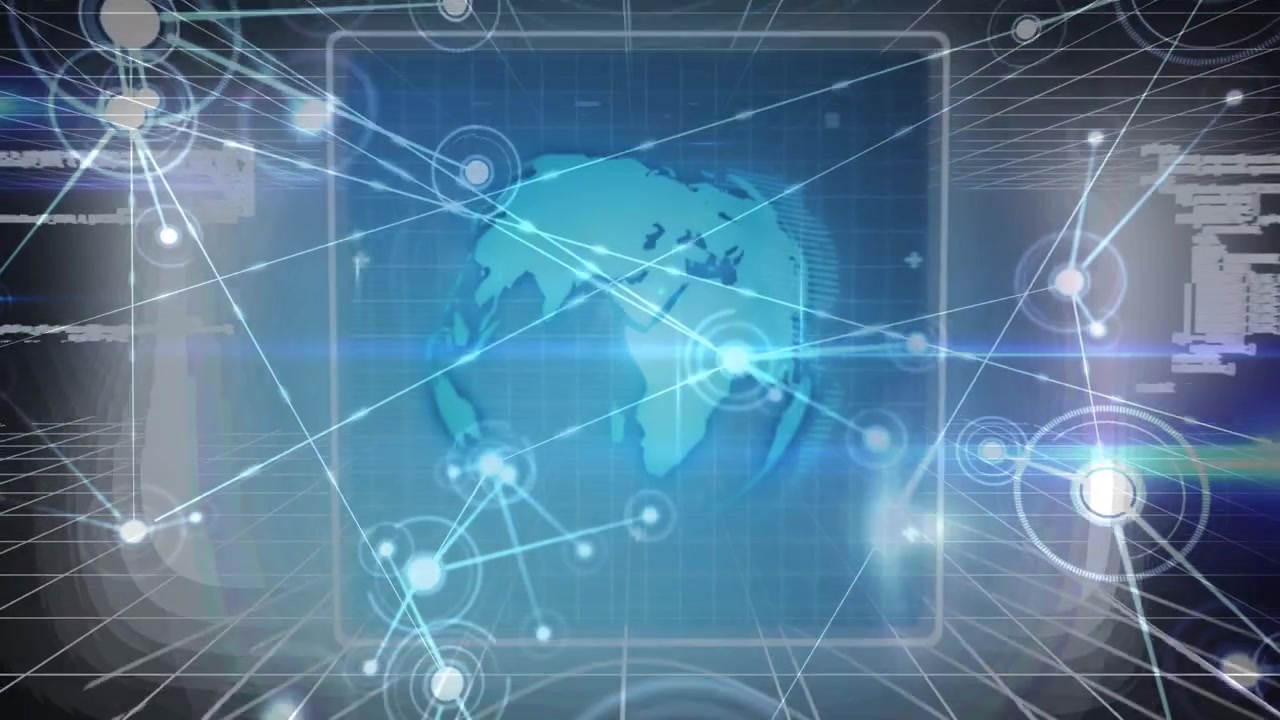 Animation of network of connections over digital screen
