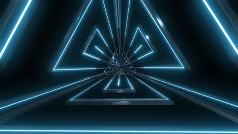 abstract futuristic triangle tunnel with neon light
