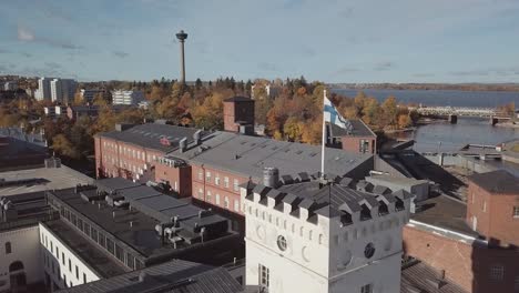 flying past finnish flag towards näsinneula in tampere