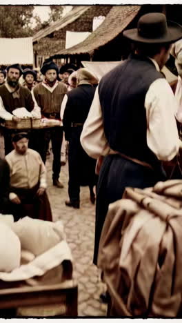 vintage european market scene