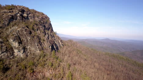 aerial of table rock mountain in the pisgah national forest in the north carolina mountains