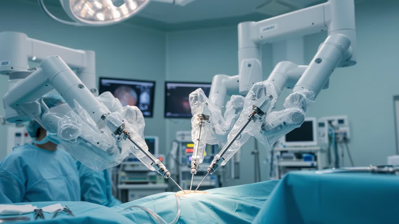 Advanced Robotic Surgery in Action: A Precision-Engineered System Performing Intricate Procedures in a Modern Operating Room Environment