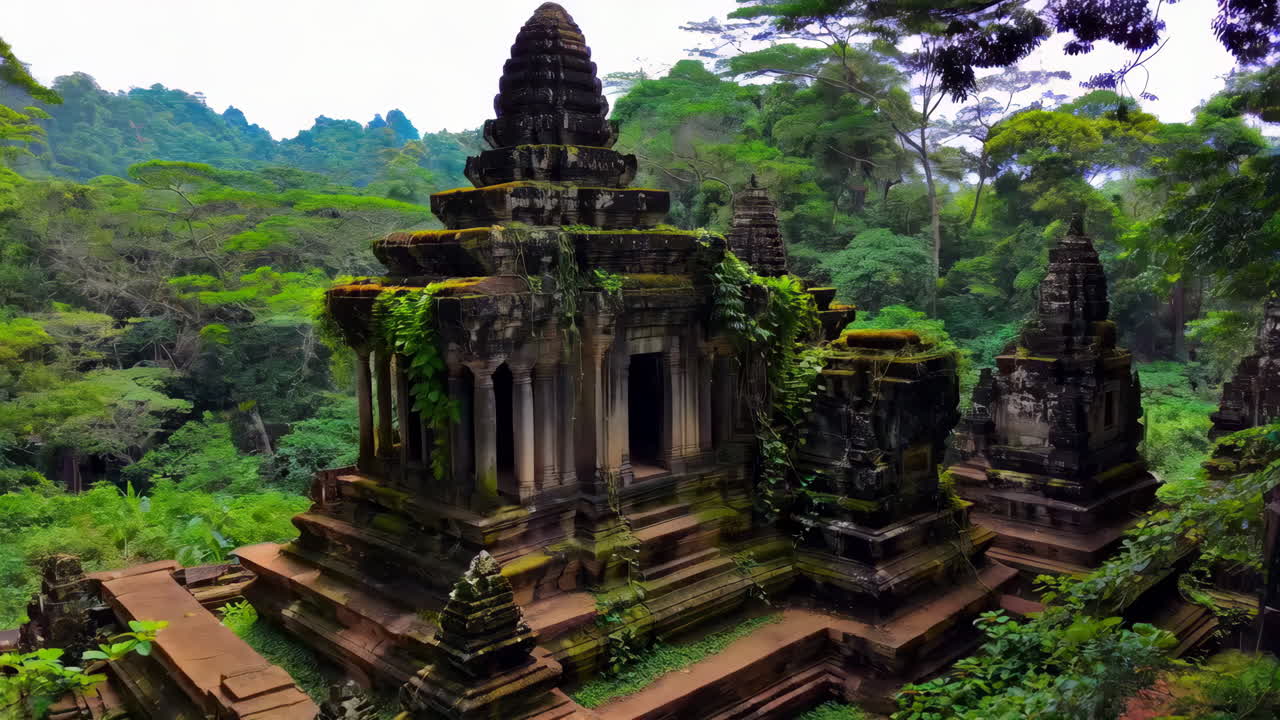 Ormandaki Antik Khmer Tapınağı Harabeleri