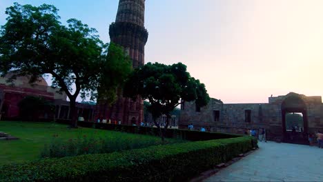 the qutub minar complex is dominated by the early thirteenth century stone tower, towering above the horizon. it was once part of the first urban complex in delhi.