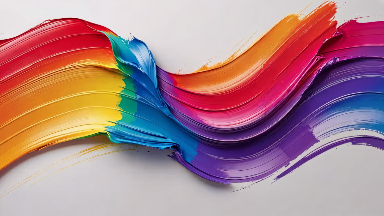 Vibrant Rainbow Paint Strokes on White Background