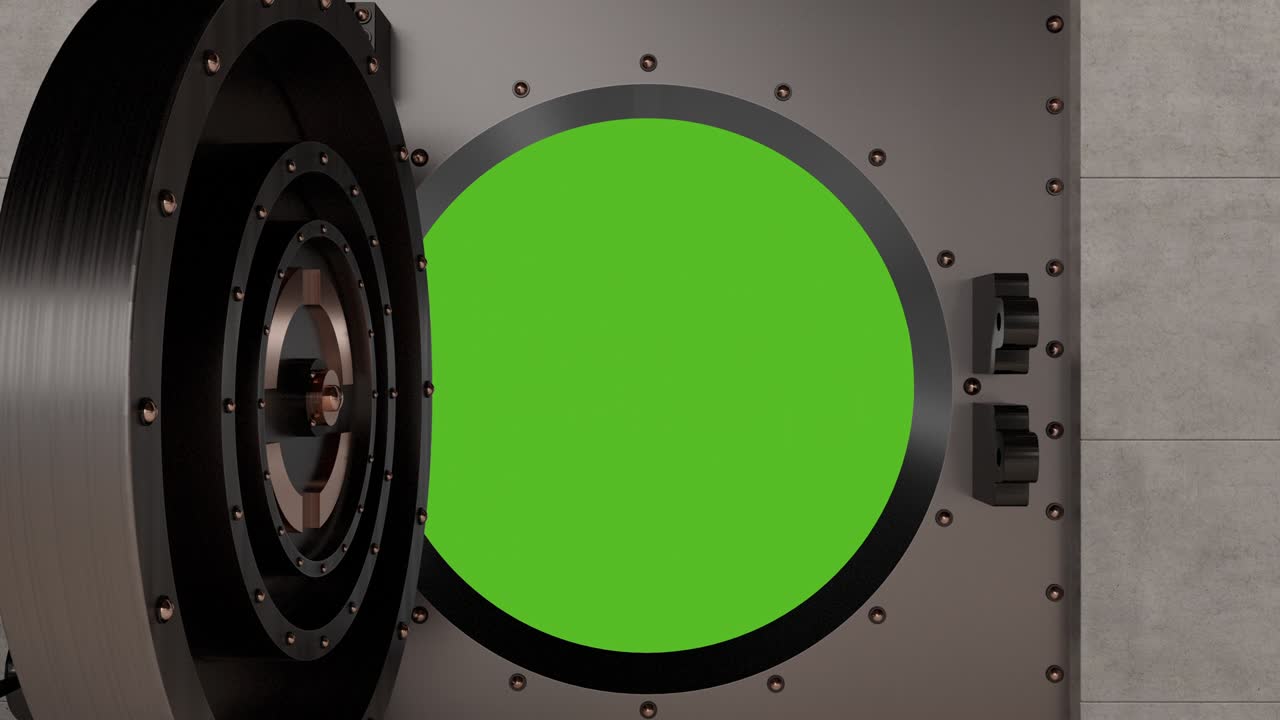apertura de la bóveda de plata con cerradura mecánica con fondo de pantalla verde, elemento de video 4k