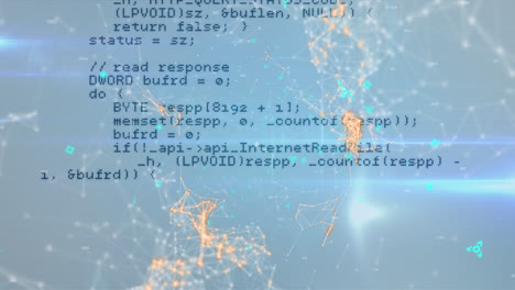 animazione dell'elaborazione dei dati su rete di connessioni e luce