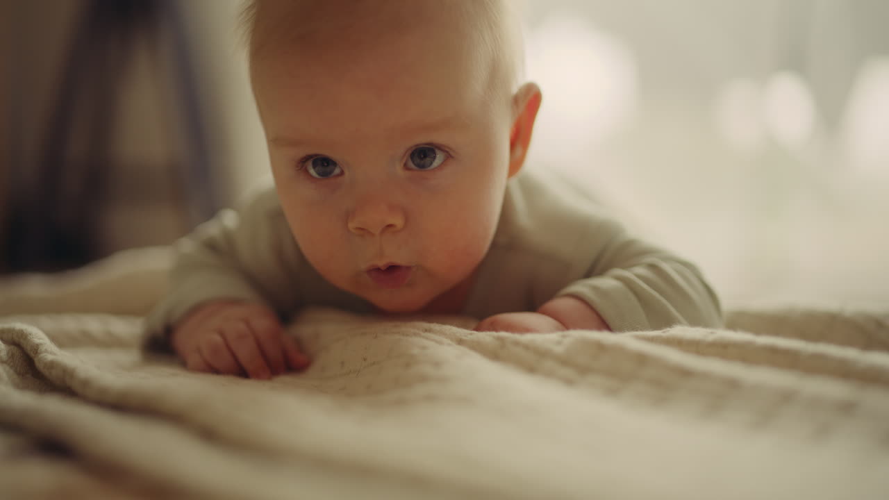 Cute baby lying on a blanket