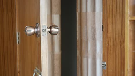 open wooden door leading to a closet