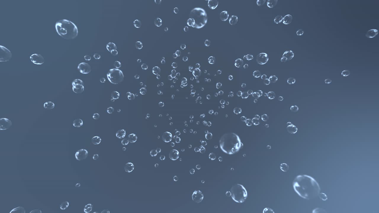Underwater fizzing air bubbles flow motion refreshing carbonated club soda drink of cola soda water