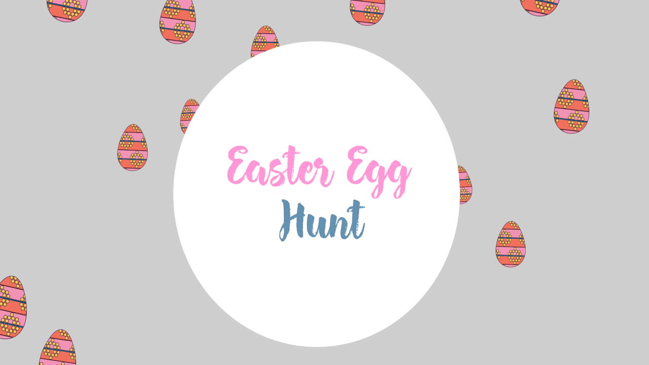 회색 바탕에 부활절 달 ⁇  위에 원으로 부활절 달 ⁇  사냥의 애니메이션