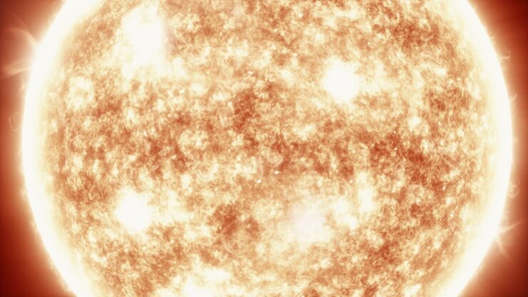 Slow Zoom Toward the Sun Glowing Hot - Close Shot