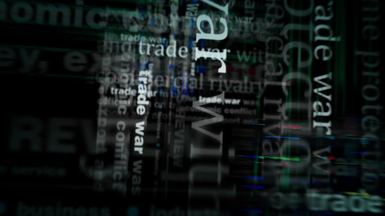 News titles media with Trade war import and export duty seamless looped screens