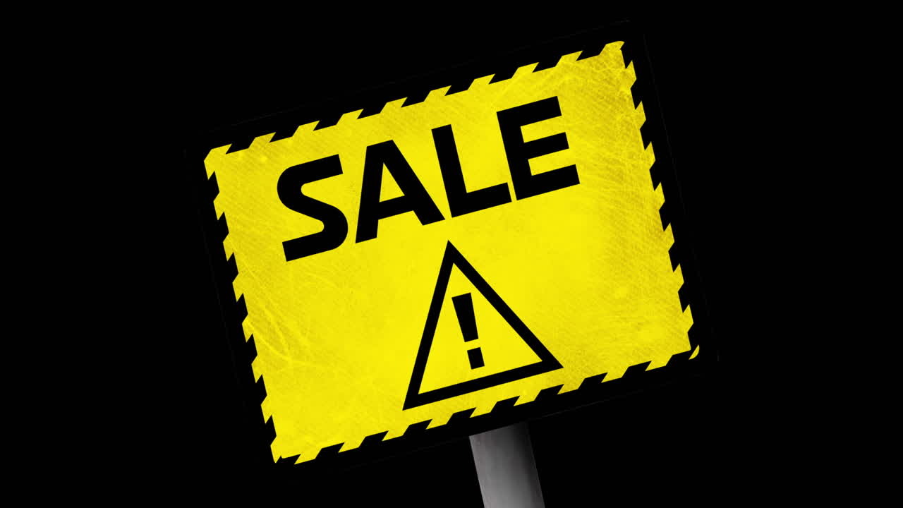 Sale text in yellow warning sign 4k