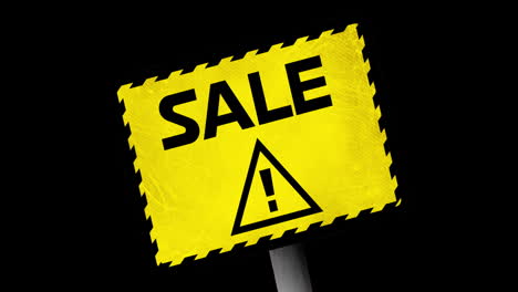 sale text in yellow warning sign 4k