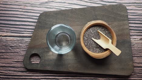 chia seeds and water ready for a superfood breakfast