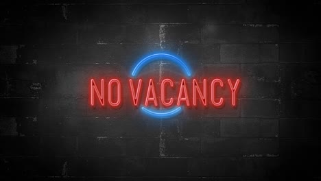 no vacancy message on flickering neon sign in 4k resolution
