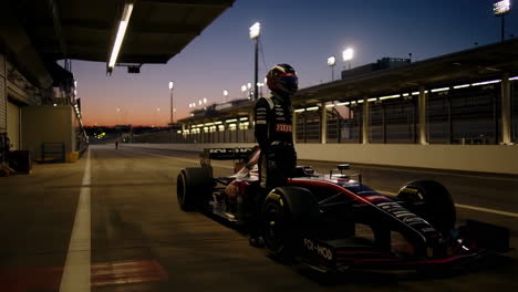 formula 1 race car at dusk