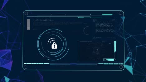 animation of data processing on blue background