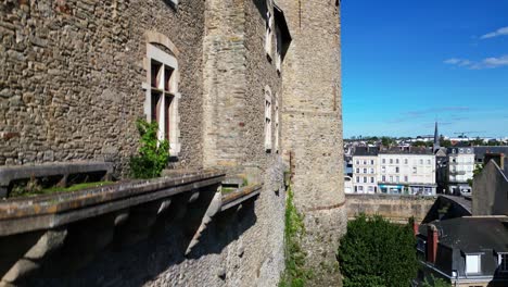 aerial view of a medieval castle and city in france