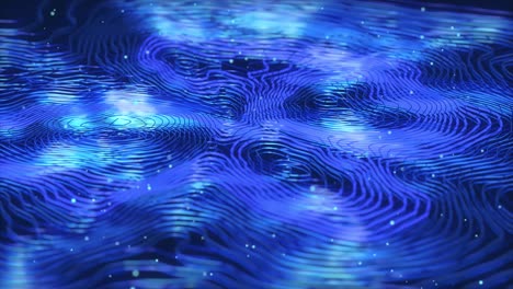 abstract blue digital wave background with luminous particles