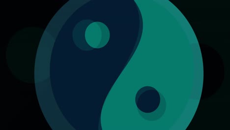 animation of ying yang icons over black background