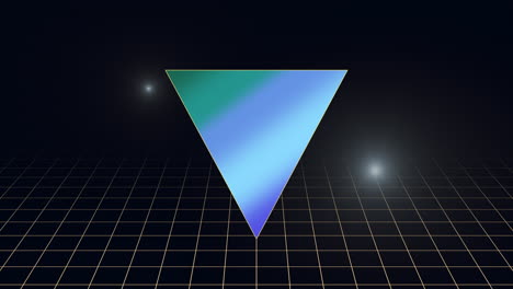 triángulo azul retro y cuadrícula en el espacio profundo con estrellas