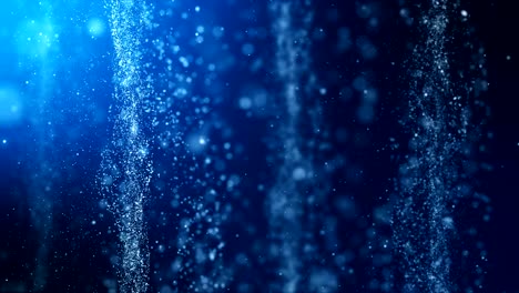 bucle sin costuras, fondo azul, firma digital con partículas de onda, brillo, velo y espacio con profundidad de campo. las partículas son líneas de luz blanca.