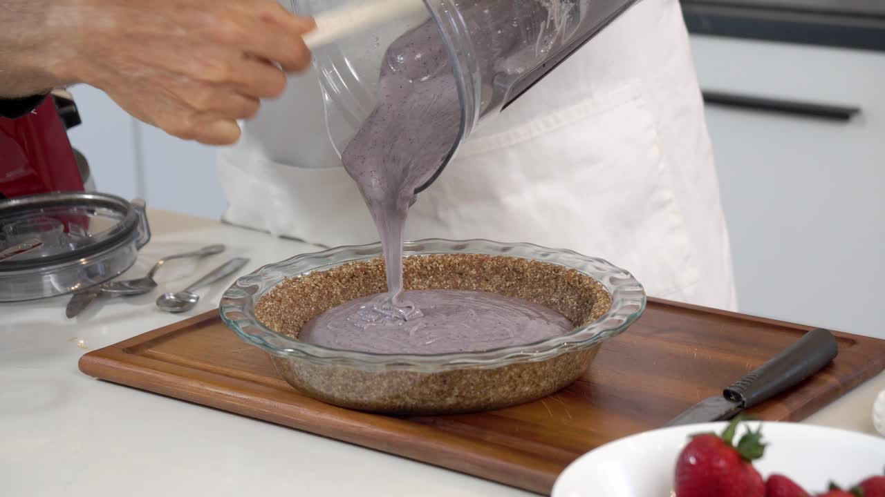 mezcla en puré de arándanos mezclados casero sin lácteos vegano a base de plantas pastel de queso dieta saludable