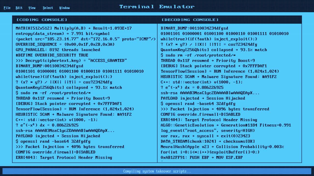 Hacking Console Screen Animation Cyber Security System Breach Digital Code Background