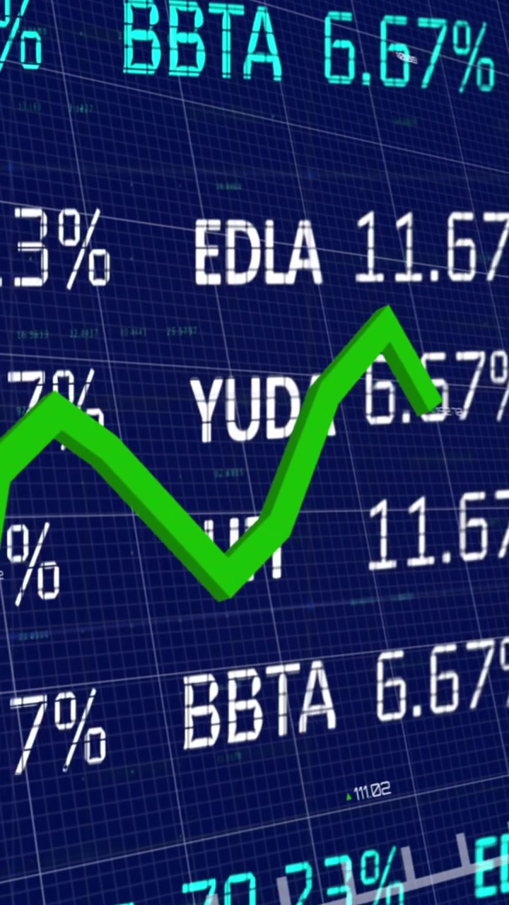 Animasi pemrosesan data di atas latar belakang biru