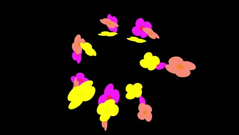 fondo negro con formas de flores en movimiento