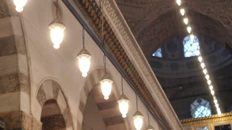 interior of a mosque with traditional lighting