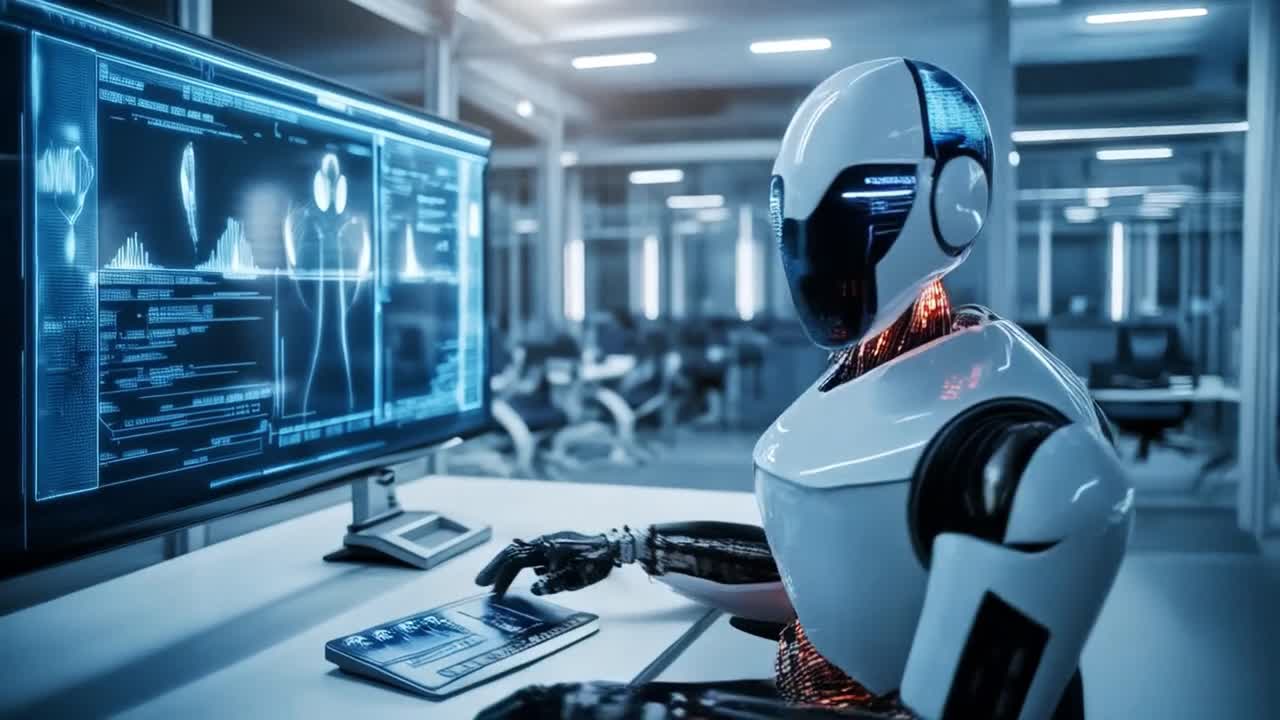Robot working in office