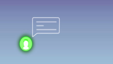 animación del icono del mensaje sobre fondo azul