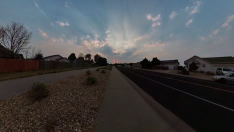 a wide angle sunset in a neighborhood during a peaceful evening