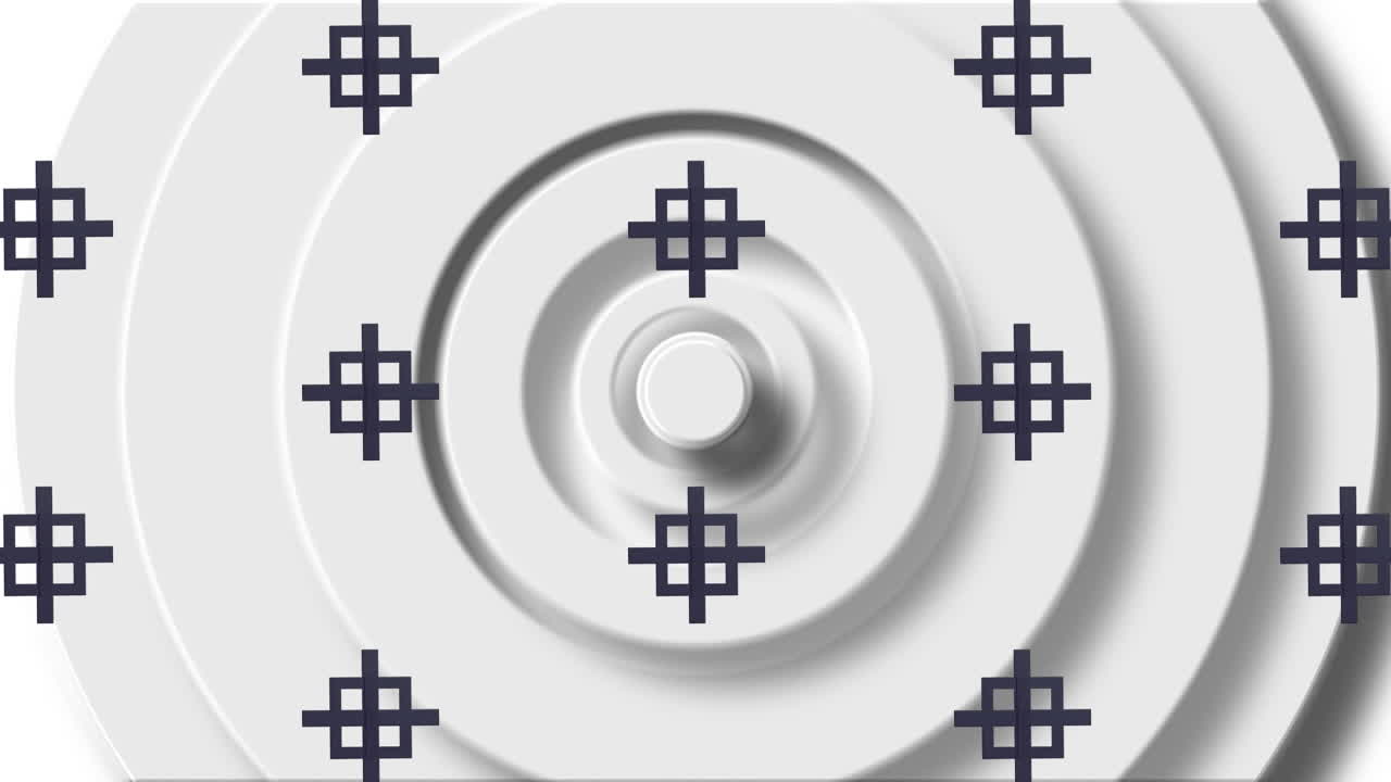 색 배경에 서클 위에 반복되는 검은색 모양의 애니메이션