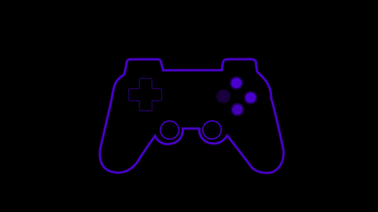 보라색 비디오 게임 로고의 애니메이션