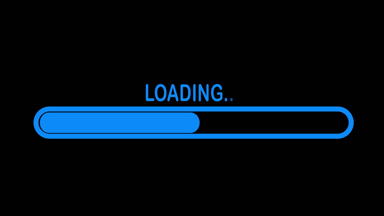 Blue Loading Progress Bar Animation on Black Background