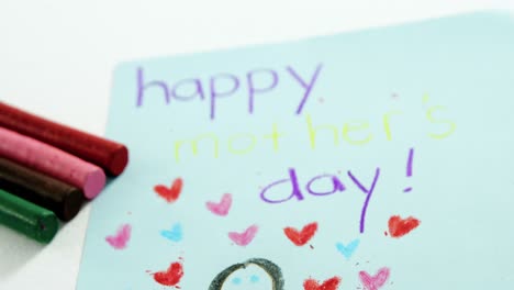 happy mothers day greeting card with colored crayons