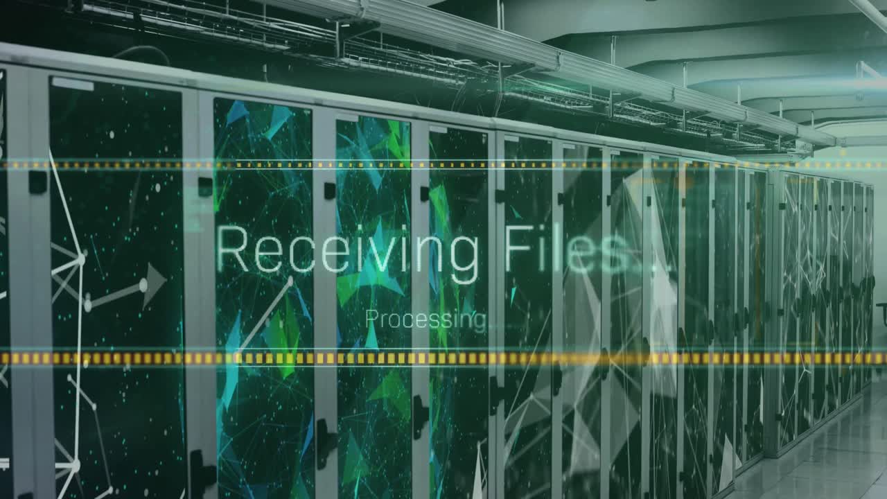animación del procesamiento de datos en la sala de servidores
