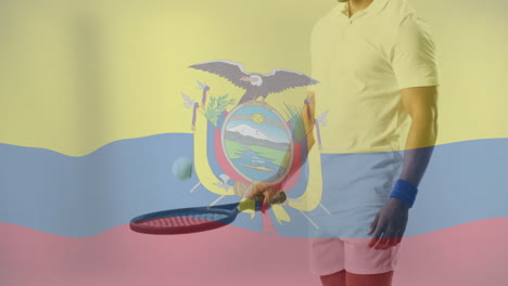 animation of flag of colombia over caucasian male tennis player