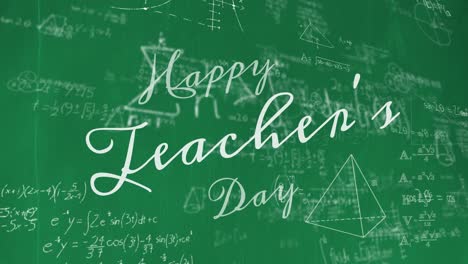 Animation-of-happy-teachers-day-text-over-mathematical-equations
