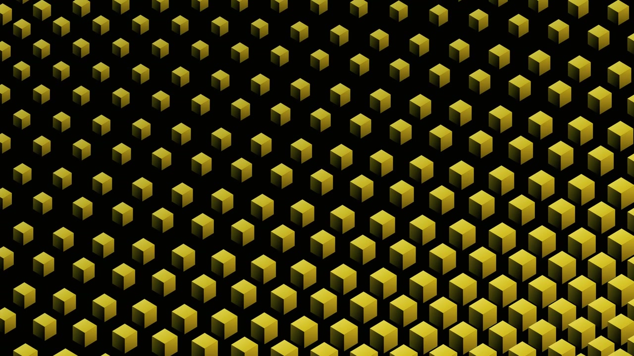 Abstract Animation of Yellow Cubes Moving in a Grid Pattern