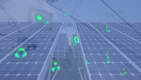 animación del procesamiento de datos en paneles solares